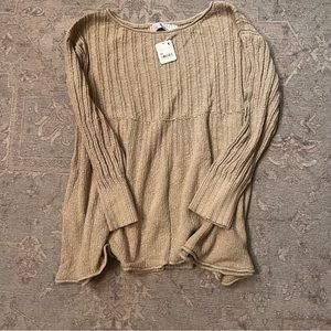 Free People Delancey Babydoll Peplum Sweater
in Beige NWT